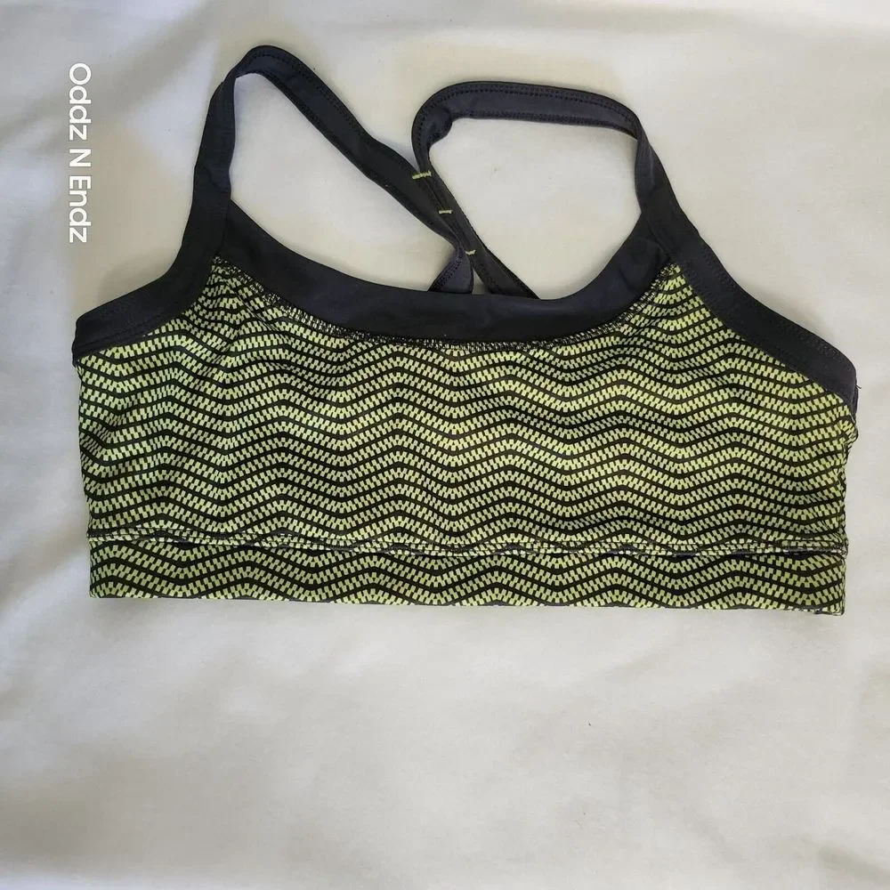 Avia Women's Sports Bra Yellow‎ & Black Zigzag Design Size M